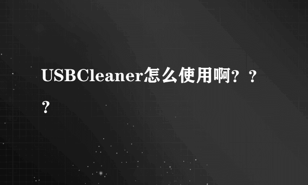 USBCleaner怎么使用啊？？？