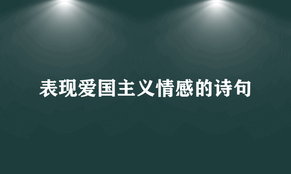 表现爱国主义情感的诗句