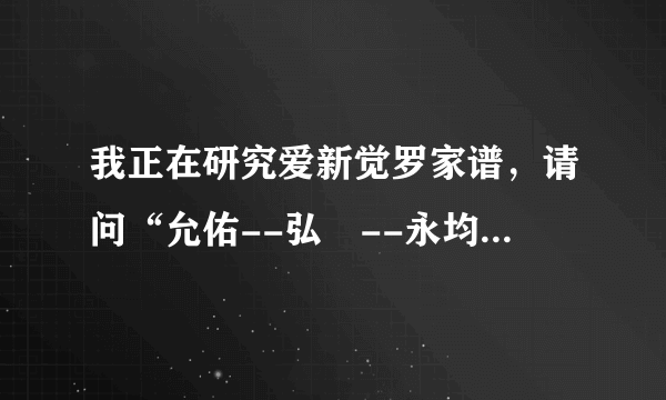 我正在研究爱新觉罗家谱，请问“允佑--弘暻--永均”这样的传承对吗？