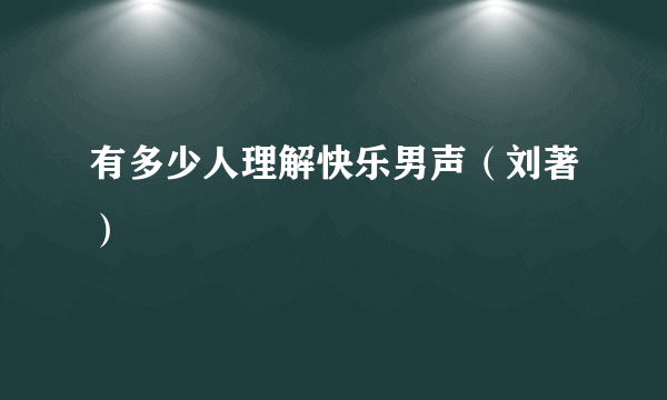 有多少人理解快乐男声（刘著）