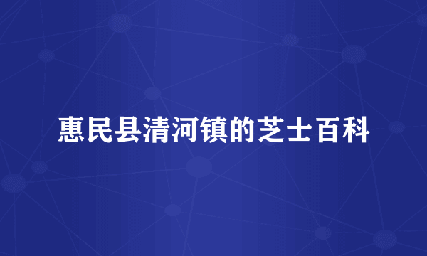 惠民县清河镇的芝士百科