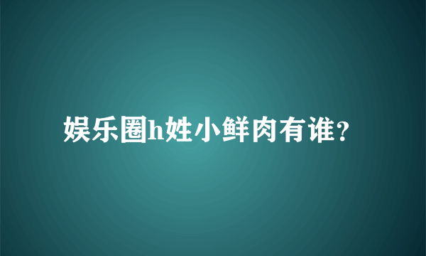 娱乐圈h姓小鲜肉有谁？