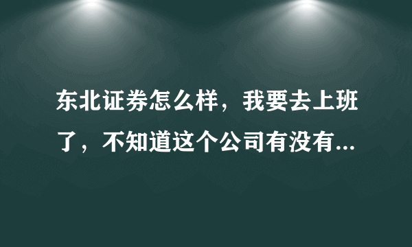 东北证券怎么样，我要去上班了，不知道这个公司有没有前途，求前辈专业人士指教？