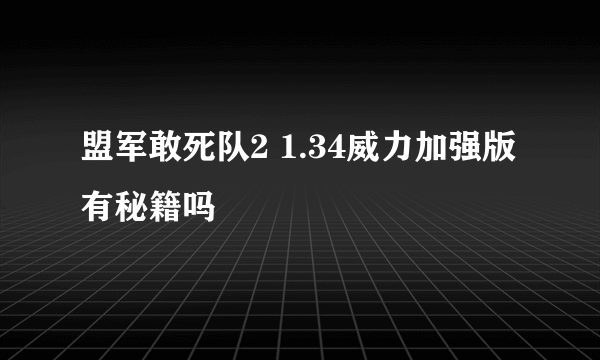 盟军敢死队2 1.34威力加强版有秘籍吗