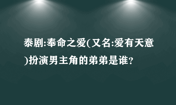 泰剧:奉命之爱(又名:爱有天意)扮演男主角的弟弟是谁？