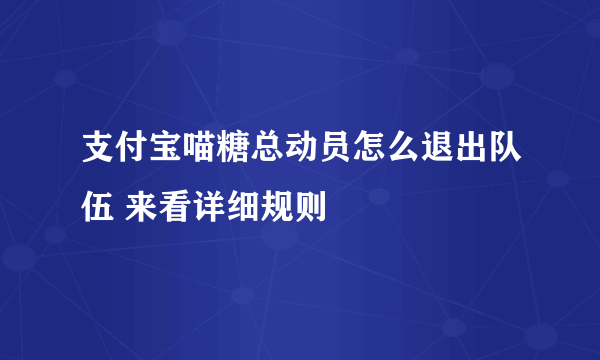 支付宝喵糖总动员怎么退出队伍 来看详细规则