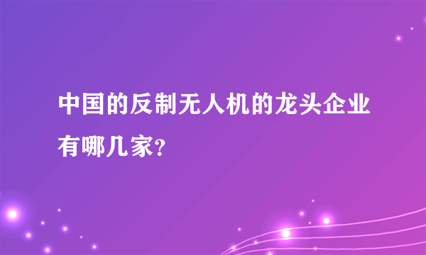 中国的反制无人机的龙头企业有哪几家？