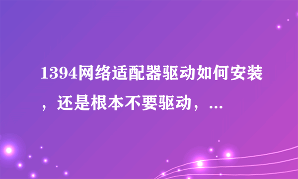 1394网络适配器驱动如何安装，还是根本不要驱动，而是物理损坏!