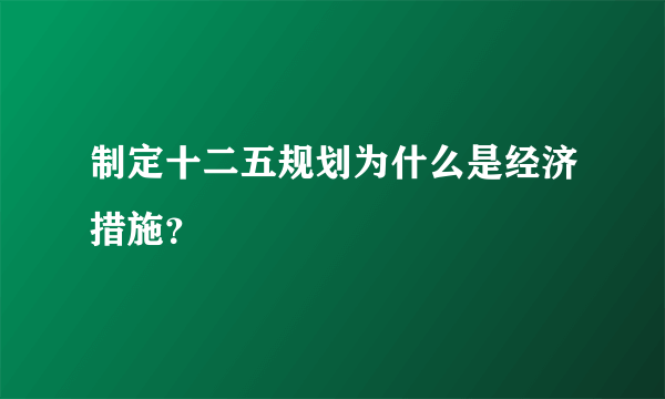 制定十二五规划为什么是经济措施？