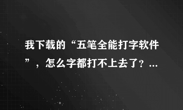 我下载的“五笔全能打字软件”，怎么字都打不上去了？是不是软件打开了要按个什么键啊？