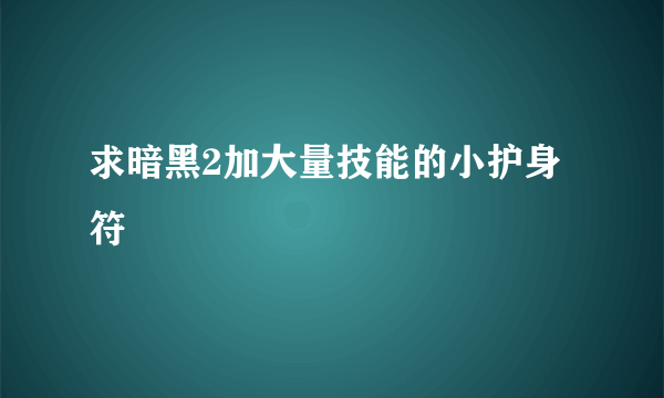 求暗黑2加大量技能的小护身符