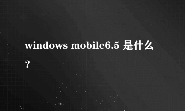 windows mobile6.5 是什么？