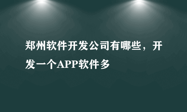 郑州软件开发公司有哪些，开发一个APP软件多