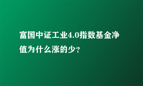 富国中证工业4.0指数基金净值为什么涨的少？