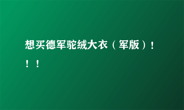 想买德军驼绒大衣（军版）！！！