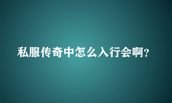 私服传奇中怎么入行会啊？