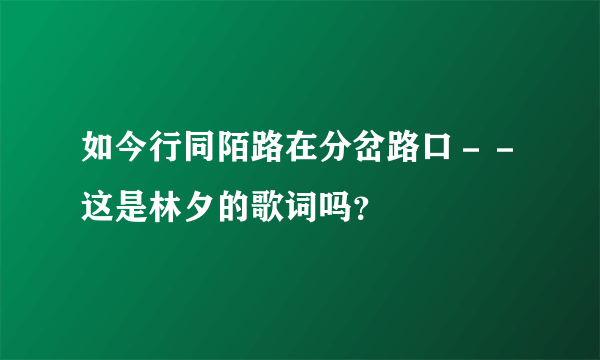 如今行同陌路在分岔路口－－这是林夕的歌词吗？