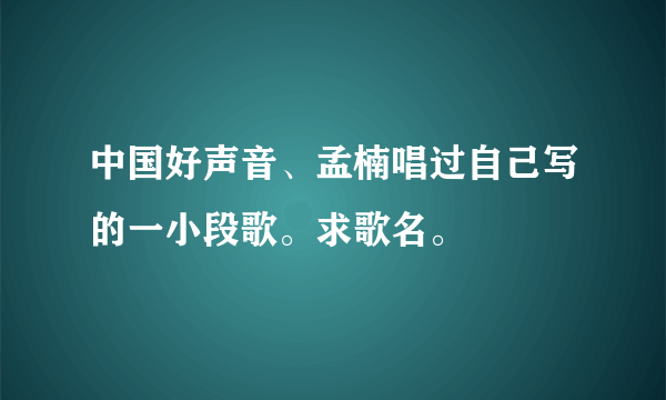 中国好声音、孟楠唱过自己写的一小段歌。求歌名。