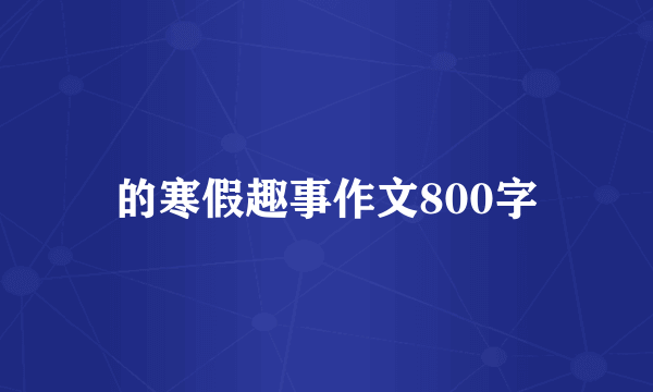 的寒假趣事作文800字