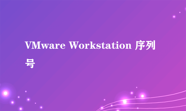 VMware Workstation 序列号