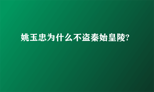 姚玉忠为什么不盗秦始皇陵?