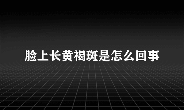 脸上长黄褐斑是怎么回事