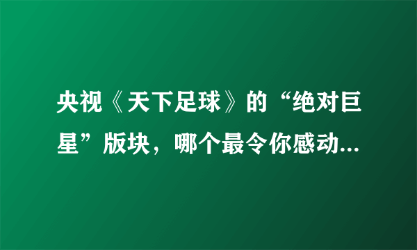 央视《天下足球》的“绝对巨星”版块，哪个最令你感动和难忘，甚至是潸然泪下？