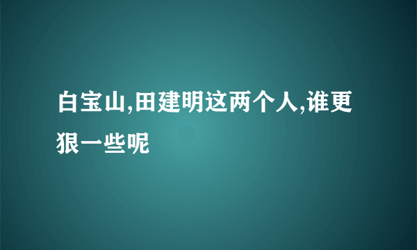 白宝山,田建明这两个人,谁更狠一些呢