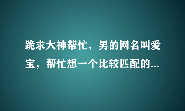 跪求大神帮忙，男的网名叫爱宝，帮忙想一个比较匹配的情侣网名