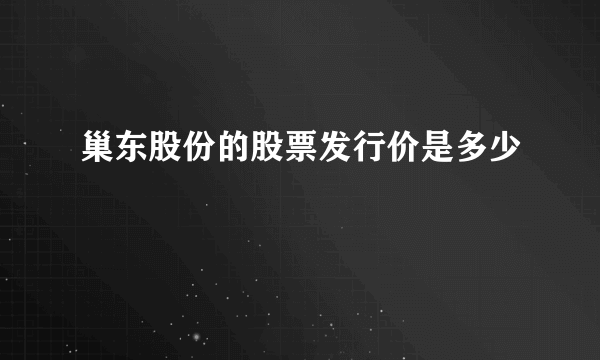 巢东股份的股票发行价是多少