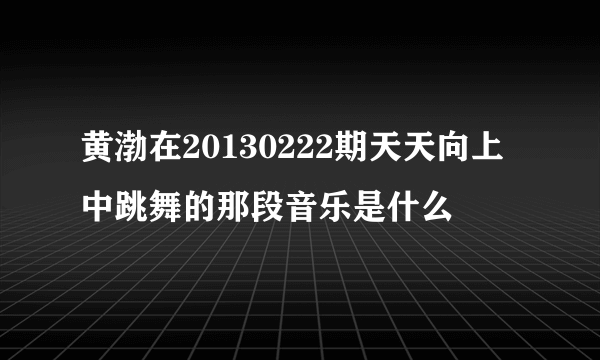 黄渤在20130222期天天向上中跳舞的那段音乐是什么