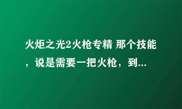 火炬之光2火枪专精 那个技能，说是需要一把火枪，到底什么事火枪。说的是武器的名字