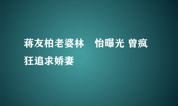 蒋友柏老婆林姮怡曝光 曾疯狂追求娇妻