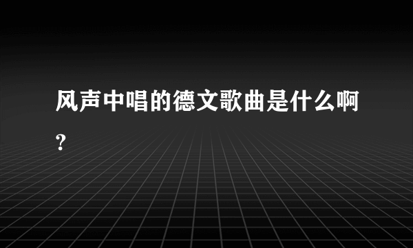 风声中唱的德文歌曲是什么啊?