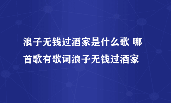 浪子无钱过酒家是什么歌 哪首歌有歌词浪子无钱过酒家