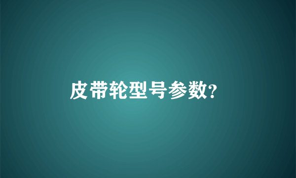 皮带轮型号参数？