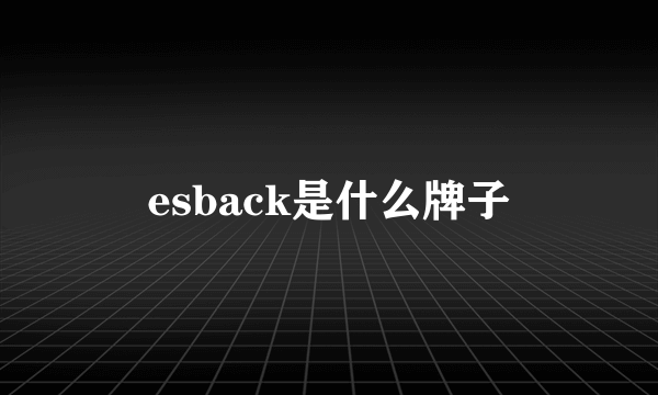 esback是什么牌子