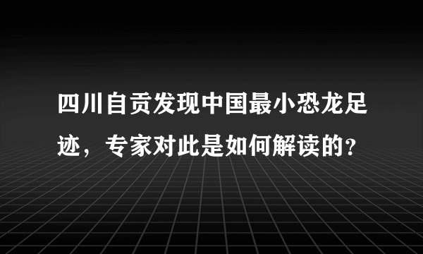 四川自贡发现中国最小恐龙足迹，专家对此是如何解读的？