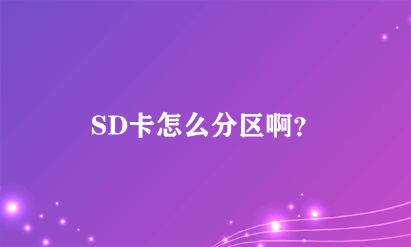 SD卡怎么分区啊？