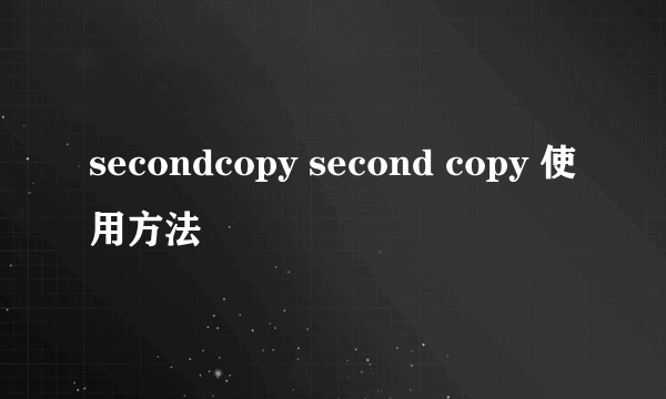 secondcopy second copy 使用方法