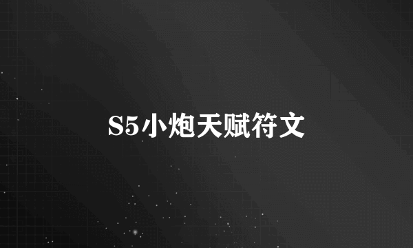 S5小炮天赋符文