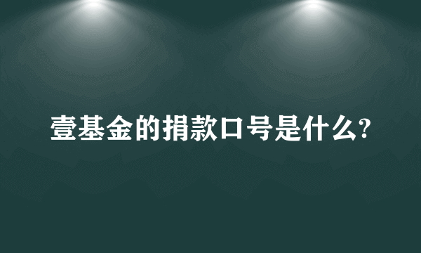 壹基金的捐款口号是什么?