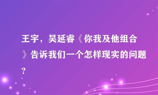 王宇，吴延睿《你我及他组合》告诉我们一个怎样现实的问题？