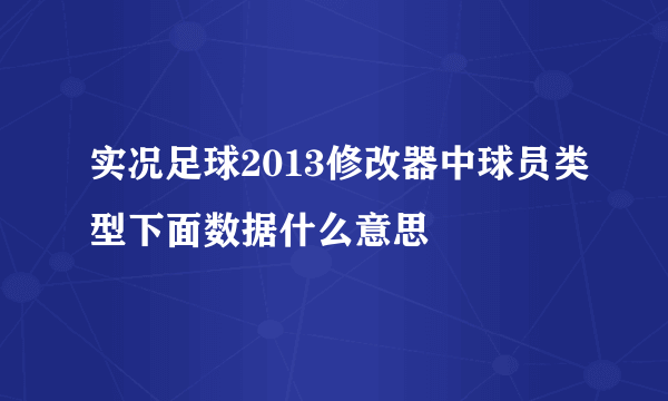 实况足球2013修改器中球员类型下面数据什么意思