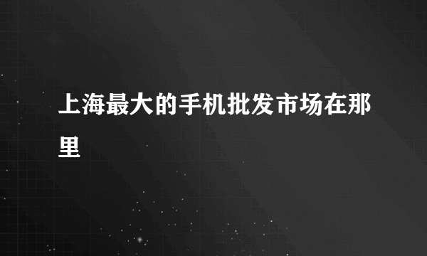 上海最大的手机批发市场在那里