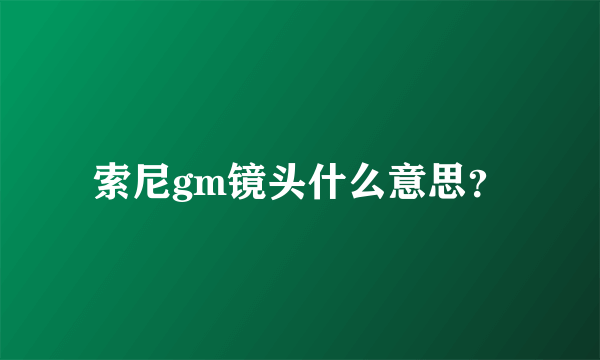 索尼gm镜头什么意思？