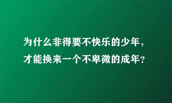 为什么非得要不快乐的少年，才能换来一个不卑微的成年？