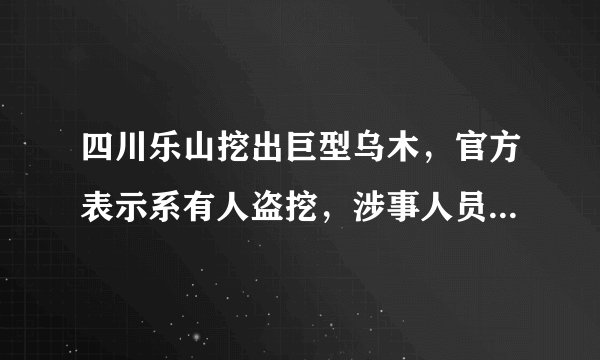 四川乐山挖出巨型乌木，官方表示系有人盗挖，涉事人员将面临哪些处罚？