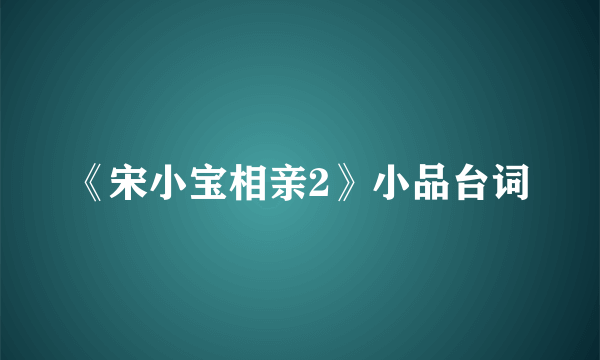 《宋小宝相亲2》小品台词