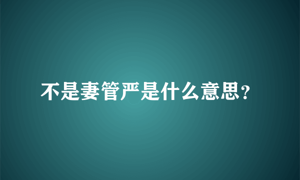 不是妻管严是什么意思？